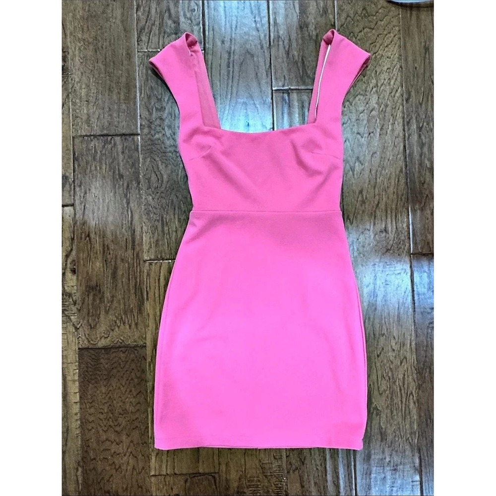 Hello Molly Pink Square Neck Open Back Mini Dress Size XS US 2 Bodycon Party